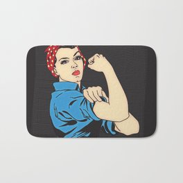 Rosie The Riveter Bath Mat | Woman, Strong, Propaganda, Fist, Retro, Digital, Girl, Feminism, Feminist, Strength 