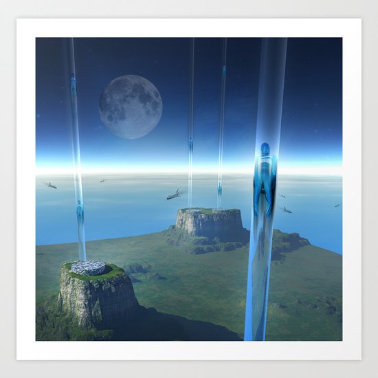 space elevator - babylon transfer station Art Print