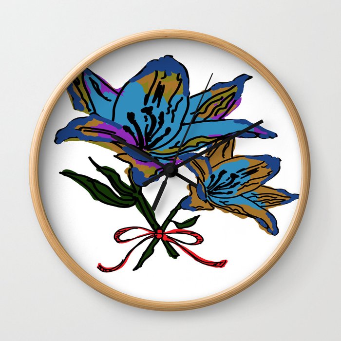 Colorful Lilly Bouquet Wall Clock