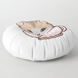 cute cat in tea cup Floor Pillow