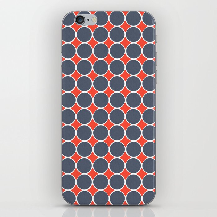 Mid Mod Retro Red, White and Navy Blue Circles With Diamonds 70’s Independence Day Abstract Modern iPhone Skin
