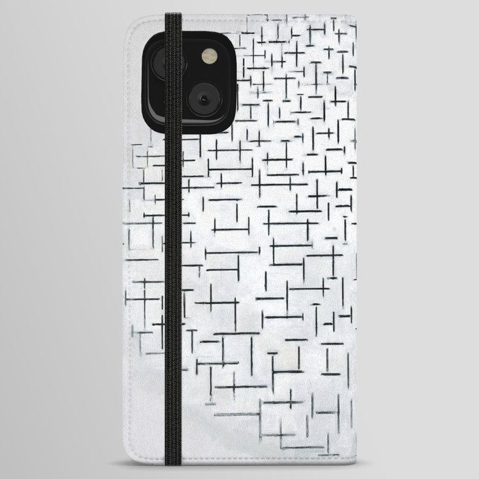 Piet Mondrian (1872-1944) - Composition 10 in Black and White (Pier and Ocean) - 1915 - De Stijl (Neoplasticism), Cubism - Geometric Abstraction - Oil on canvas - Digitally Enhanced Version - iPhone Wallet Case