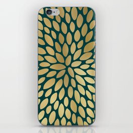 Floral Bloom in Green and Gold iPhone Skin