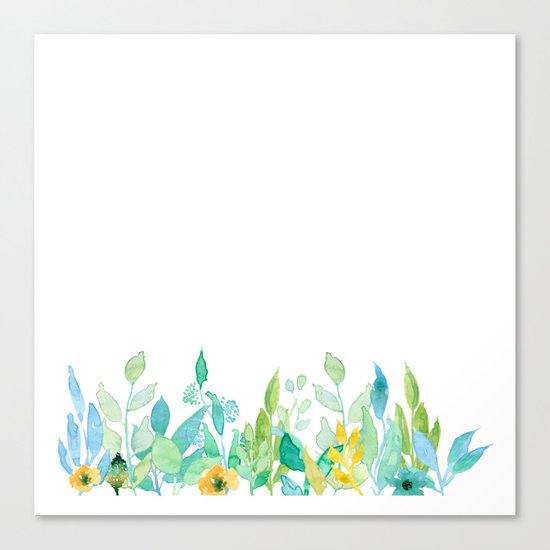 flowers in a meadow - Floral watercolor illustration on white background Canvas Print