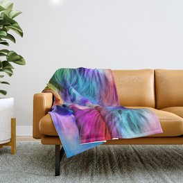 Psychedelic Rainbow Woman Silhouette Throw Blanket