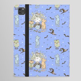 Cute Little Witch Girl With Bats Owls and Cats iPad Folio Case