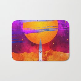 Colorful Outer Space Spaceship Bath Mat | Atmosphere, Graphicdesign, Bold, Planets, Ship, Sky, Clouds, Hipster, Mars, Travel 