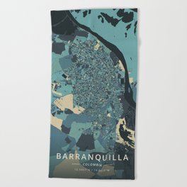 Barranquilla, Colombia - Cream Blue Beach Towel