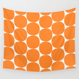 Mid-Century Mod Minimalist Dot Pattern in Orange Wall Tapestry