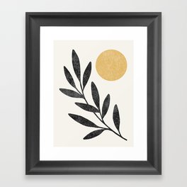 Leaf Sun 1 - Gold Black Framed Art Print