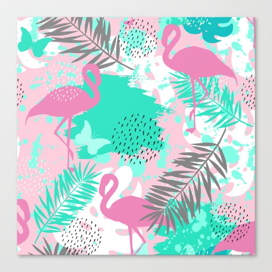 Flamingo. Abstract pattern Canvas Print