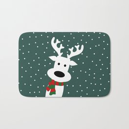Reindeer in a snowy day (green) Bath Mat | Snowflake, Reindeer, Snow, Nature, Absentis, Deer, Xmas, Cute, Digital, Rudolph 