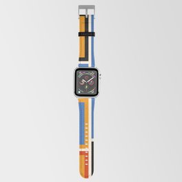 Modular Midcentury Modern Geometric Pattern Blue Red Ochre Black Apple Watch Band