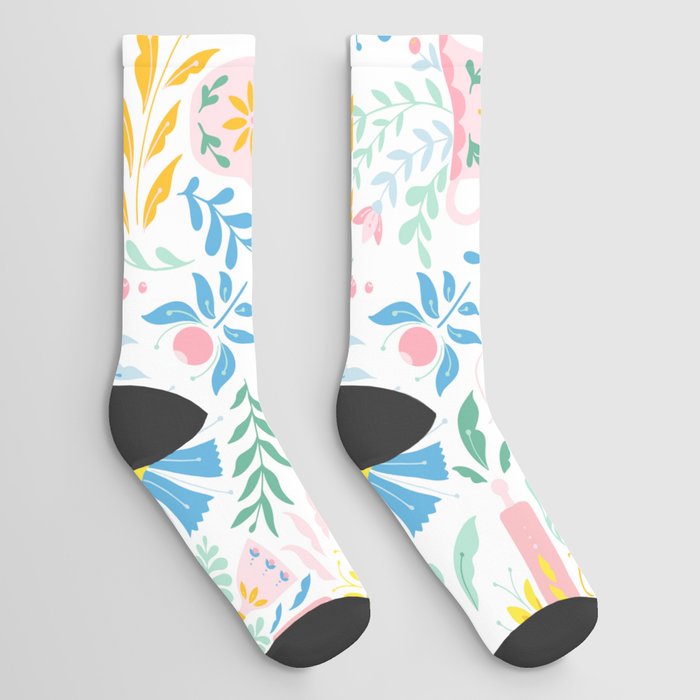 Scandinavian Folk Art Pattern Socks