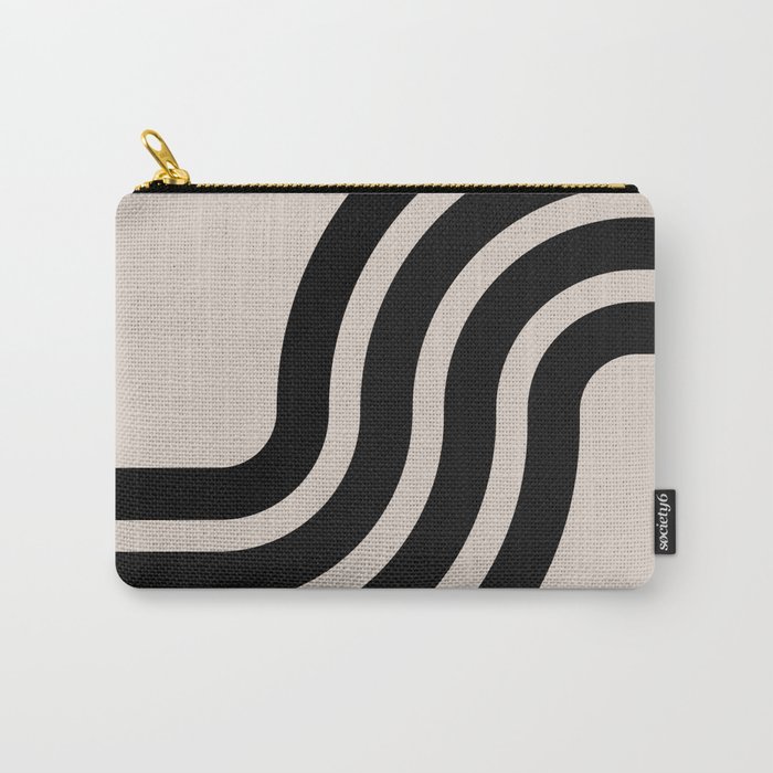 Black and Cream Retro 70s Rainbow Carry-All Pouch