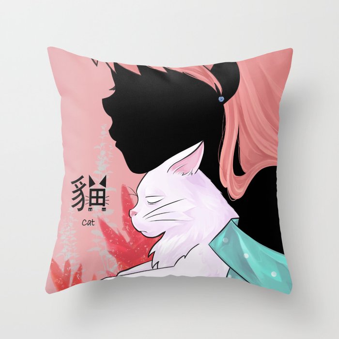 Cat lady Throw Pillow