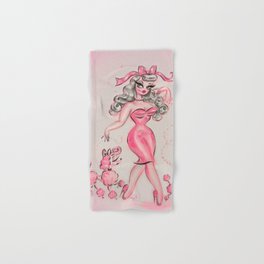 Pinup in Pink with Poodles Hand & Bath Towel