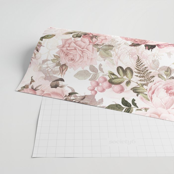 Vintage Pink Floral Wrapping Paper – Shelly Cluff Art