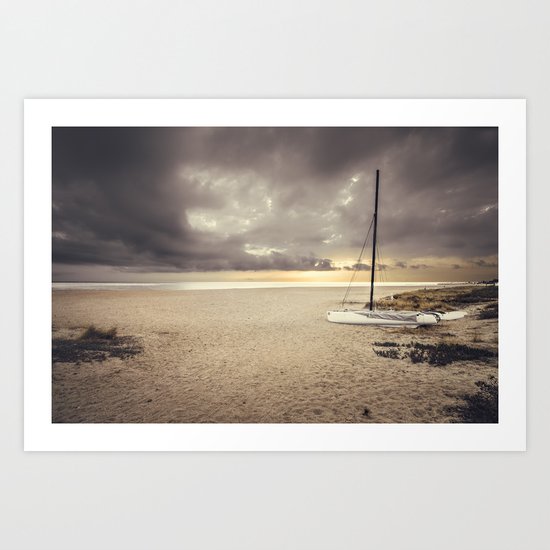 Dramatic sunrise on the beach Art Print