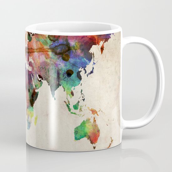 World Map Urban Watercolor Mug
