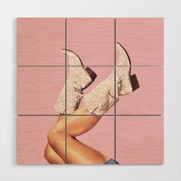These Boots - Glitter Pink Wood Wall Art