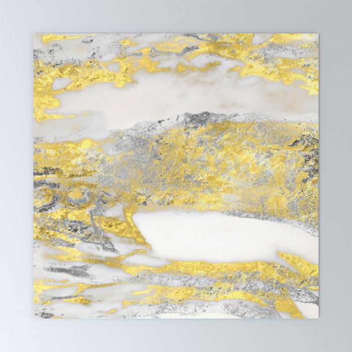 Silver And Gold Marble Design Mini Art Print By Artaddiction45
