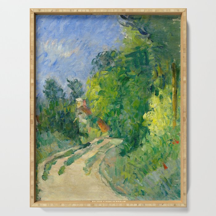 Bend in the Road through the Forest by Paul Cézanne Serving Tray