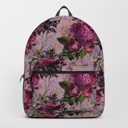 Burgundy Pink Floral Bouquet Pattern Backpack