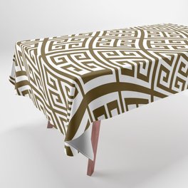 Dark Brown and White Greek Key Liquify Tablecloth