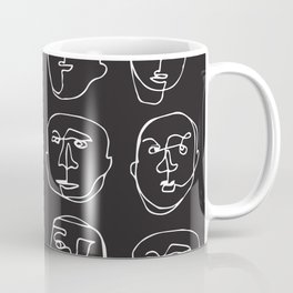 Facial Expression (Inverted) Coffee Mug | Drafting, Digital, Vector, Ink Pen, Street Art, Drawing, Black And White, One Line, Vintage, Stencil 