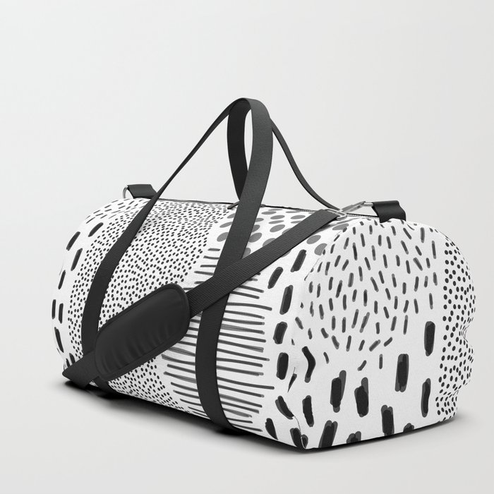 Abstract black and white pencil doodle pattern Duffle Bag