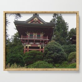 China Photography - Temple Surrounded By The Dense Forest Serving Tray