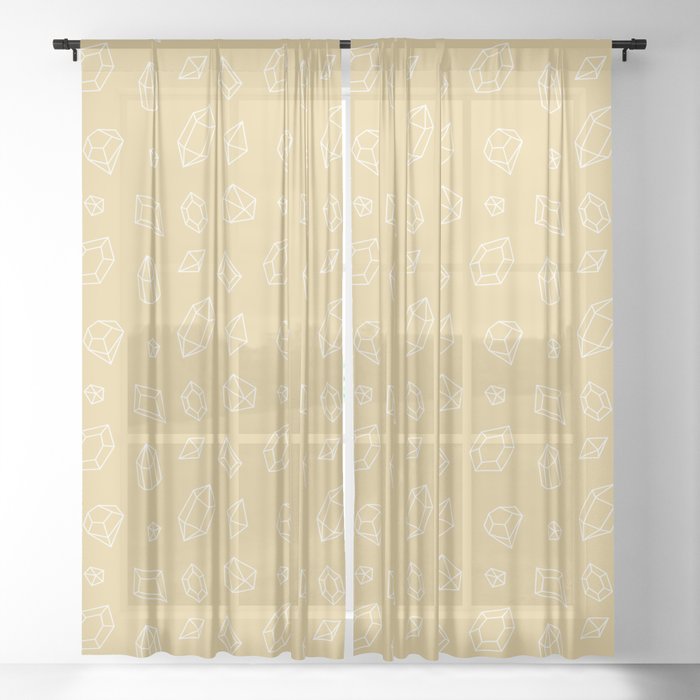 Tan and White Gems Pattern Sheer Curtain