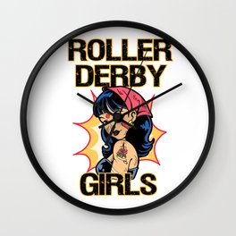 Awesome Womens Roller Skater Gift Design Roller Derby Print Wall Clock