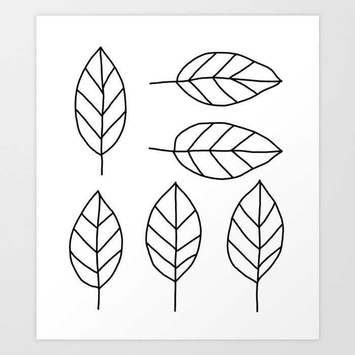 Outlined leafs Art Print