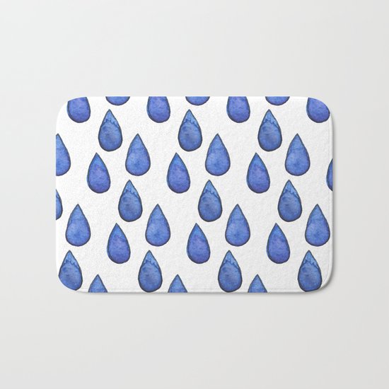 Watercolor raindrops Bath Mat