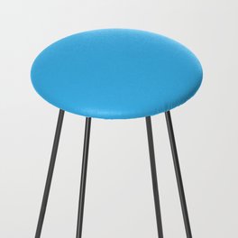 Spring Sky Bright Vivid Blue pastel solid color modern abstract pattern Counter Stool
