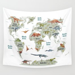 Dinosaur World Map Wall Tapestry