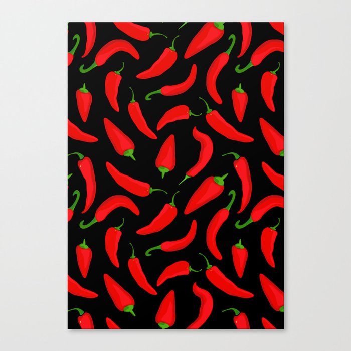 Red Chilli Peppers Pattern Canvas Print