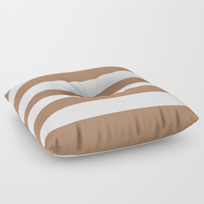 Café au lait - solid color - white stripes pattern Floor Pillow