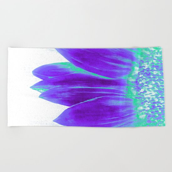 Sunflower Bright Violet & Mint Green Beach Towel