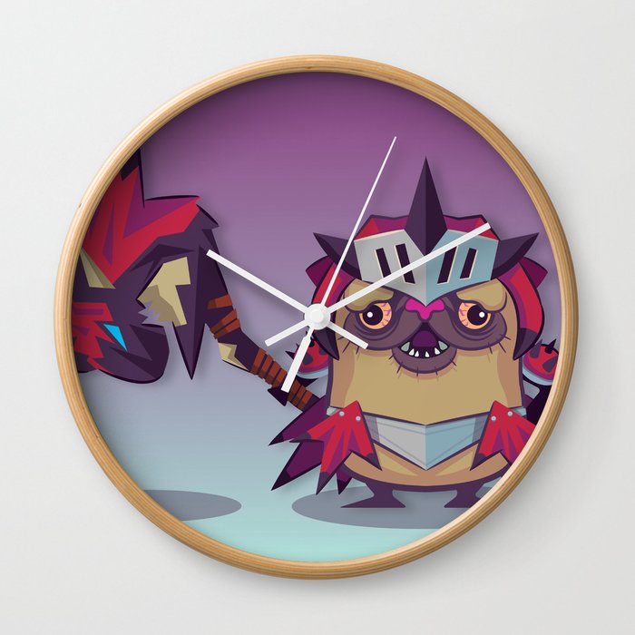 Pixel the Monster Hunting Pug Wall Clock