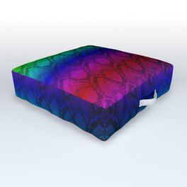 Bright Metallic Rainbow Python Snake Skin Outdoor Floor Cushion