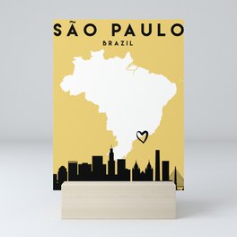 SAO PAULO BRAZIL LOVE CITY SILHOUETTE SKYLINE ART Mini Art Print