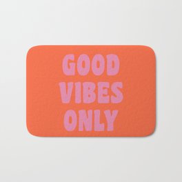Retro Good Vibes Only Lettering in Pink and Orange Bath Mat | Pink, Quote, Typography, Lettering, Colorful, Curated, Orange, Inspirational, Retro, Sayings 