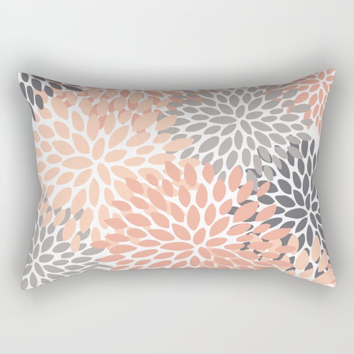 Floral Blooms Peach and Gray Throw Pillow by Megan Morris Society6