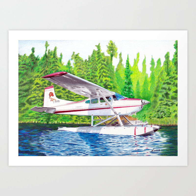 Bush Plane color pencil Art Print