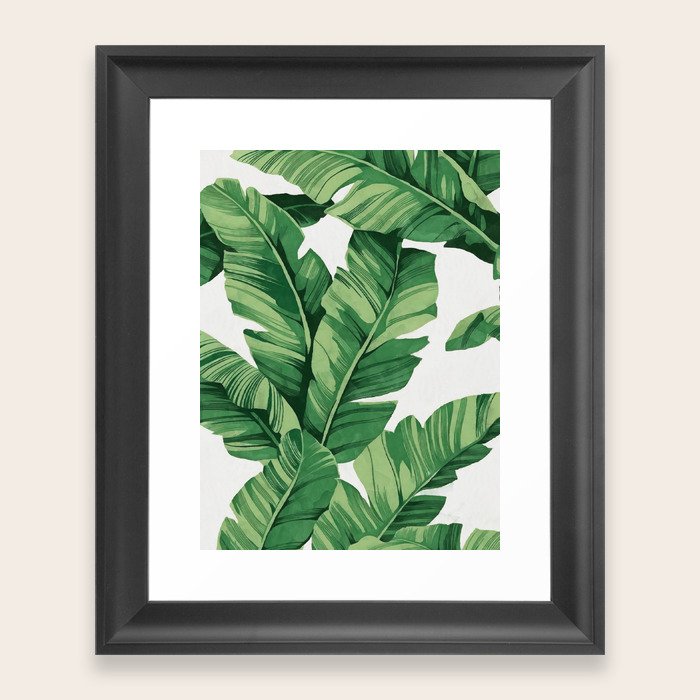 Tropical banana leaves Framed Art Print by catyarte Society6