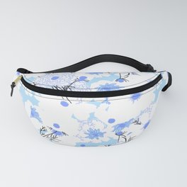 Retro Modern Spring Wildflowers Blue and Turquoise Fanny Pack