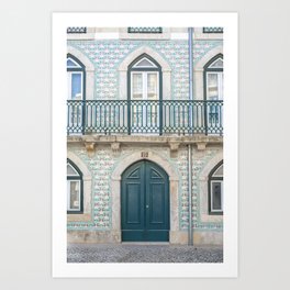 The green door nr. 27 - vintage green azulejos tiles - LIsbon Portugal travel photography Art Print